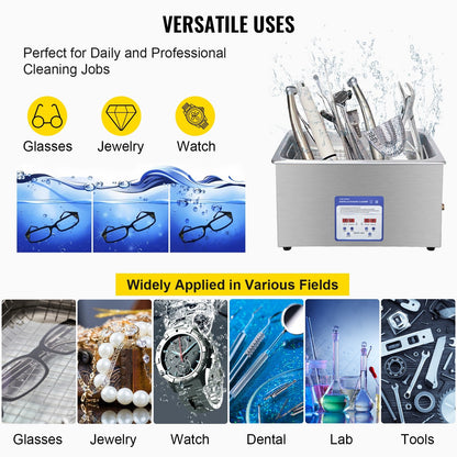 30L Digital Ultrasonic Cleaner with 40kHz Frequency, Heater & Timer