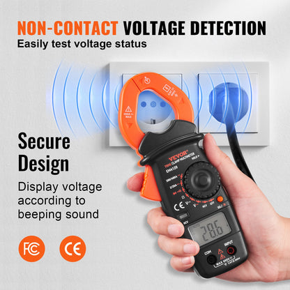 VEVOR Digital Clamp Meter T-RMS, 2000 Counts, 400A Clamp Multimeter Tester, Measures Current Voltage Resistance Diodes Continuity Data Retention, with NCV for Home Appliance, Railway Industry Maintena