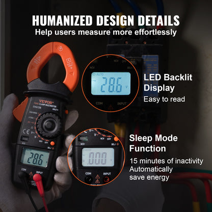 VEVOR Digital Clamp Meter T-RMS, 2000 Counts, 400A Clamp Multimeter Tester, Measures Current Voltage Resistance Diodes Continuity Data Retention, with NCV for Home Appliance, Railway Industry Maintena