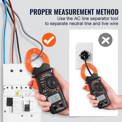 VEVOR Digital Clamp Meter T-RMS, 2000 Counts, 400A Clamp Multimeter Tester, Measures Current Voltage Resistance Diodes Continuity Data Retention, with NCV for Home Appliance, Railway Industry Maintena