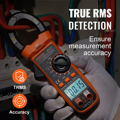 VEVOR Digital Clamp Meter T-RMS, 4000 Counts, 600A Clamp Multimeter Tester, Measures Current Voltage Resistance Diodes Continuity Data Retention, with NCV for Home Appliance, Railway Industry Maintena
