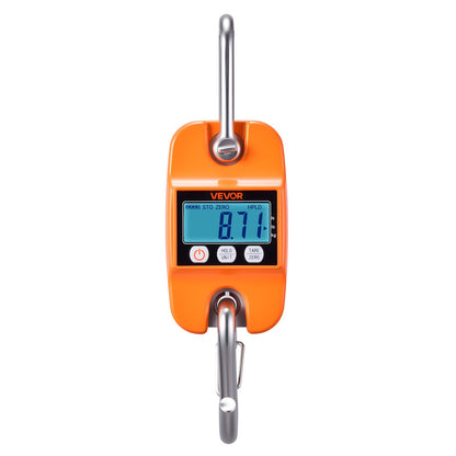 Digital Crane Scale, 880 lbs/400 kg Max Capacity, Handheld Hanging Scale with Cast Aluminum Case & LCD Display, 100 g Division & 3 Unit Switch, Auto-Off Setting for Farm Hunting Fishing, Orange