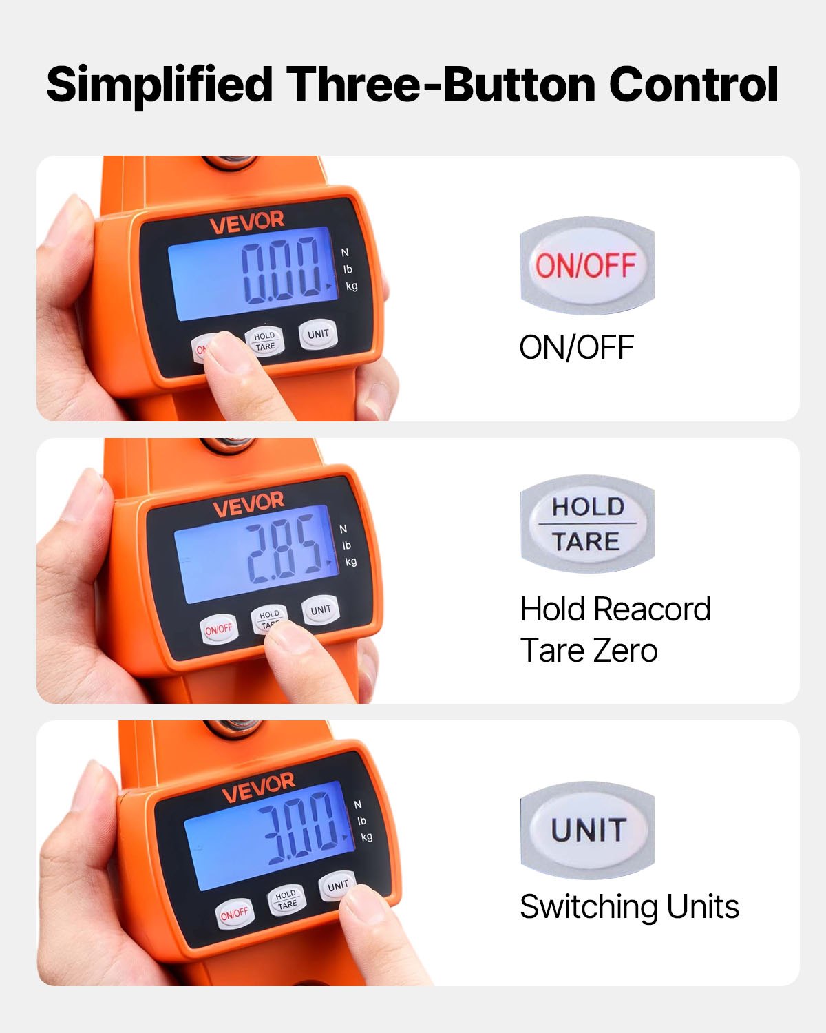 Digital Crane Scale, 660 lbs/300 kg Max Capacity, Handheld Hanging Scale with Cast Aluminum Case & LCD Display, 50 g Division & 3 Unit Switch, Portable Design for Farm Hunting Fishing, Orange