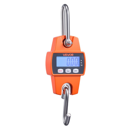 Digital Crane Scale, 660 lbs/300 kg Max Capacity, Handheld Hanging Scale with Cast Aluminum Case & LCD Display, 50 g Division & 3 Unit Switch, Portable Design for Farm Hunting Fishing, Orange