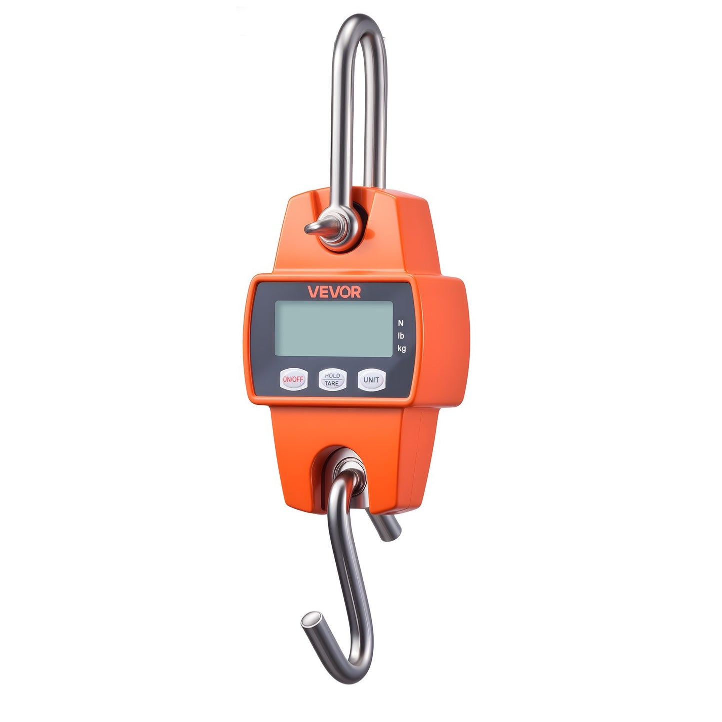 Digital Crane Scale, 660 lbs/300 kg Max Capacity, Handheld Hanging Scale with Cast Aluminum Case & LCD Display, 50 g Division & 3 Unit Switch, Portable Design for Farm Hunting Fishing, Orange