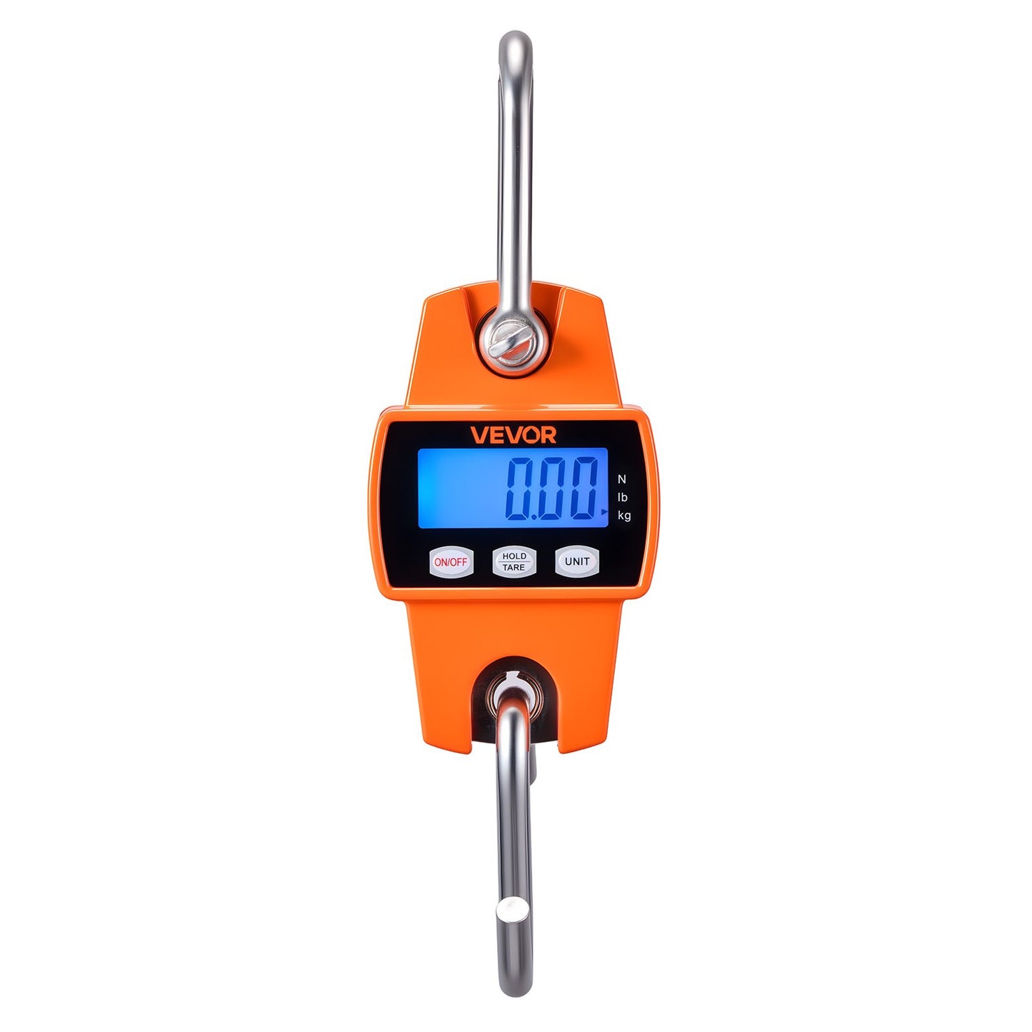 Digital Crane Scale, 660 lbs/300 kg Max Capacity, Handheld Hanging Scale with Cast Aluminum Case & LCD Display, 50 g Division & 3 Unit Switch, Portable Design for Farm Hunting Fishing, Orange