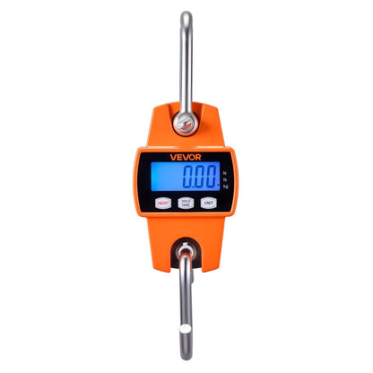 Digital Crane Scale, 660 lbs/300 kg Max Capacity, Handheld Hanging Scale with Cast Aluminum Case & LCD Display, 50 g Division & 3 Unit Switch, Portable Design for Farm Hunting Fishing, Orange