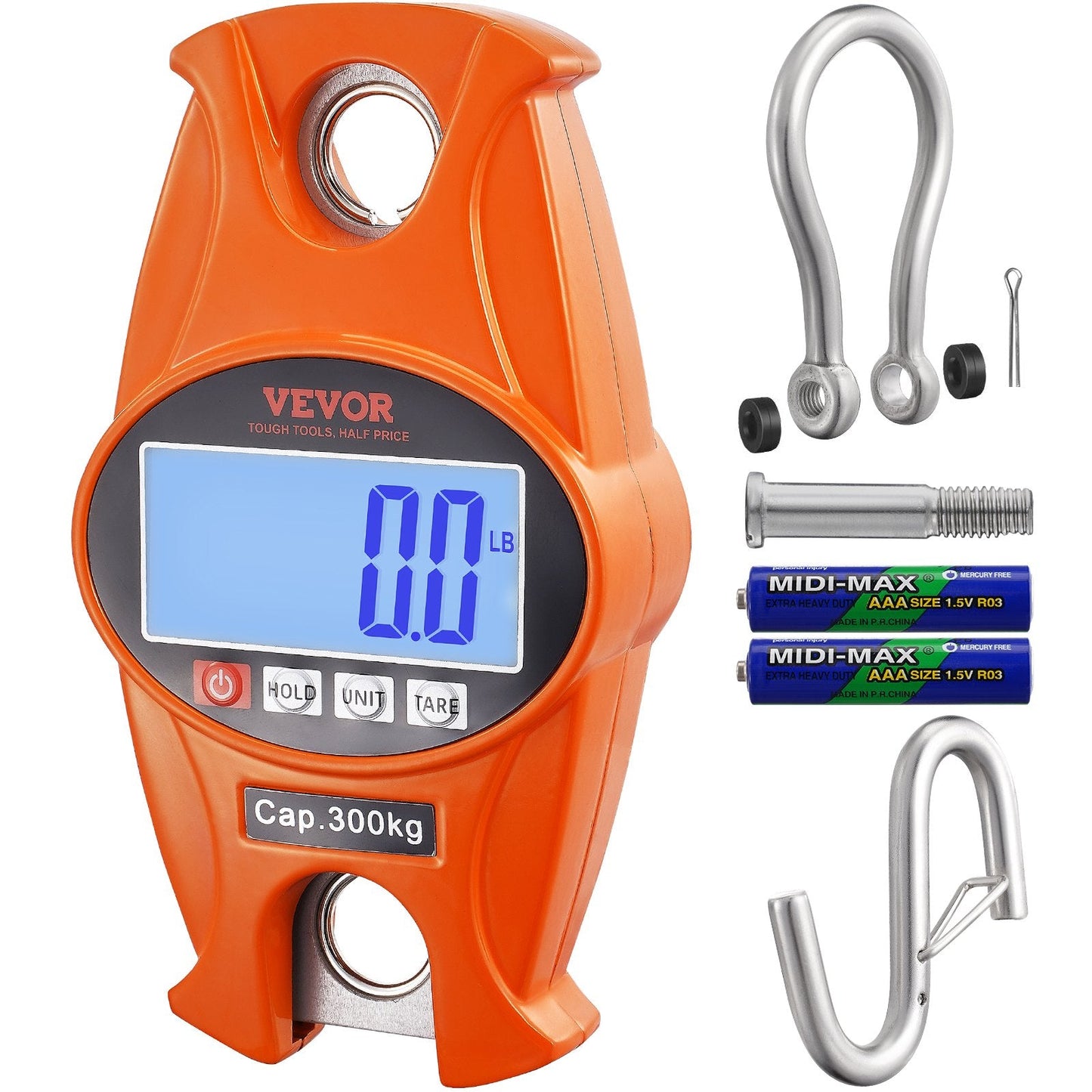 Heavy Duty Industrial Crane Scale 300 kg with LCD & Hooks for Outdoor Use