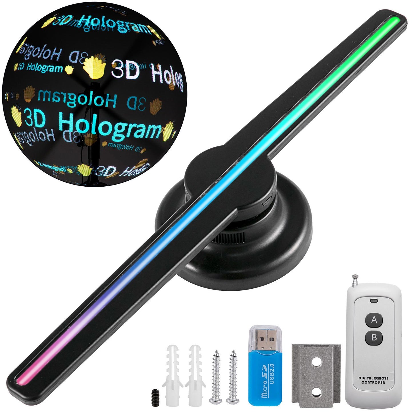 VEVOR 3D Holographic Fan 42cm Diameters Hologram Fan with 224 Led Lamps 3D Hologram