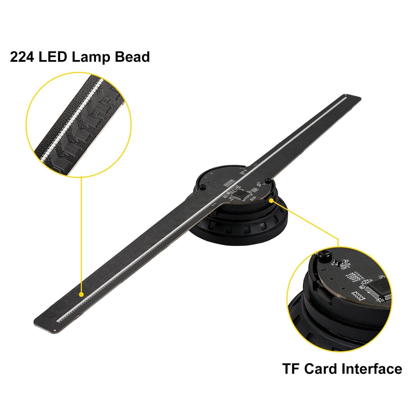 42cm 3D Holographic Fan Projector with 224 LEDs and Wi-Fi Support
