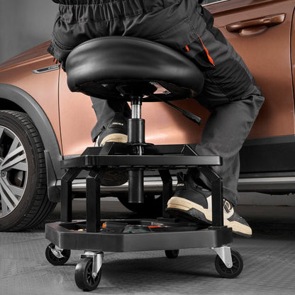 Rolling Shop Stool Adjustable Height Garage Seat 136 kg Load with Caster