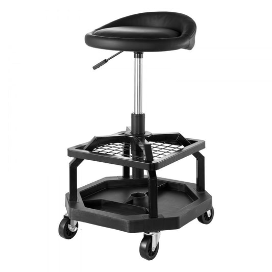 Rolling Shop Stool Adjustable Height Garage Seat 136 kg Load with Caster