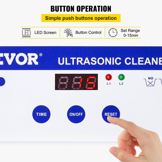 0.8L Stainless Steel Ultrasonic Cleaner with Timer for Jewelry & Small Parts