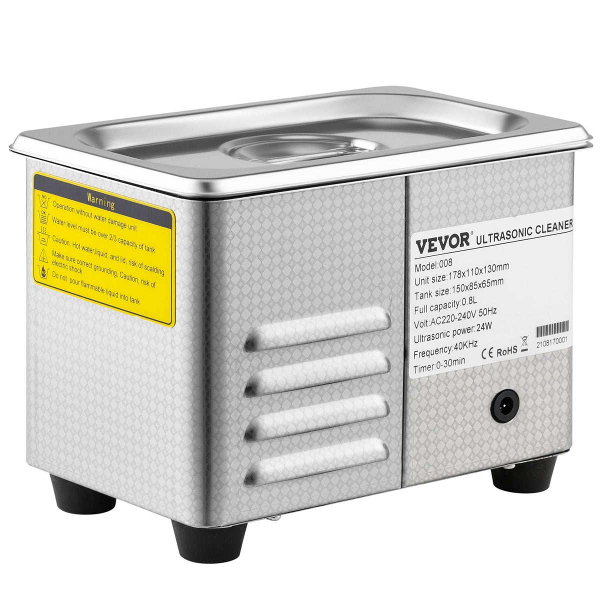 0.8L Professional Ultrasonic Cleaner 304 Stainless Steel Digital Lab Ultrasonic Cleaner with Timer for Jewelry Watch Glasses Circuit Board Dentures Small Parts Dental Instrument (0.8L)