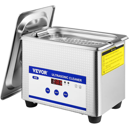 0.8L Professional Ultrasonic Cleaner 304 Stainless Steel Digital Lab Ultrasonic Cleaner with Timer for Jewelry Watch Glasses Circuit Board Dentures Small Parts Dental Instrument (0.8L)