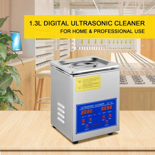 1.3L Ultrasonic Cleaner with Heater & Timer, 40kHz, Stainless Steel