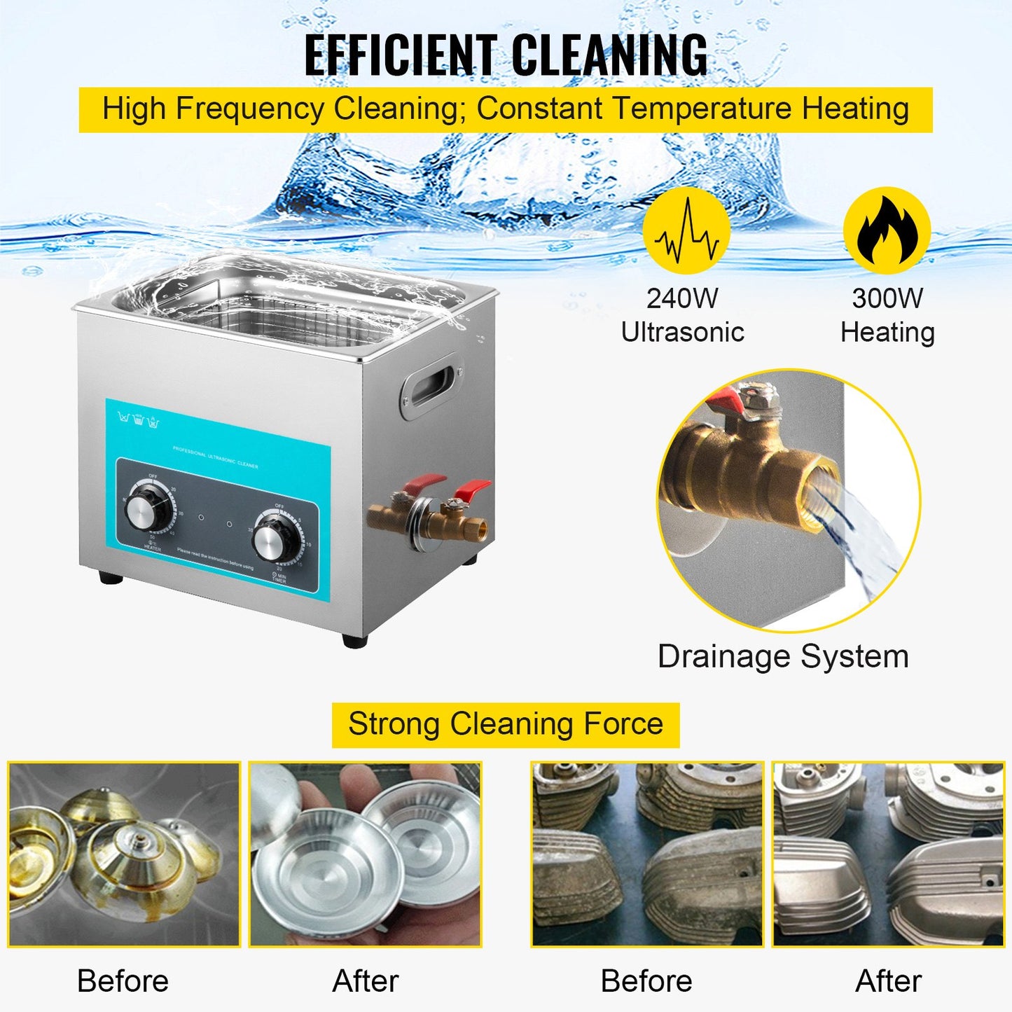 Vevor Ultrasonic Jewelry Cleaner with Heater Timer for Cleaning Eyeglass Rings Dentures