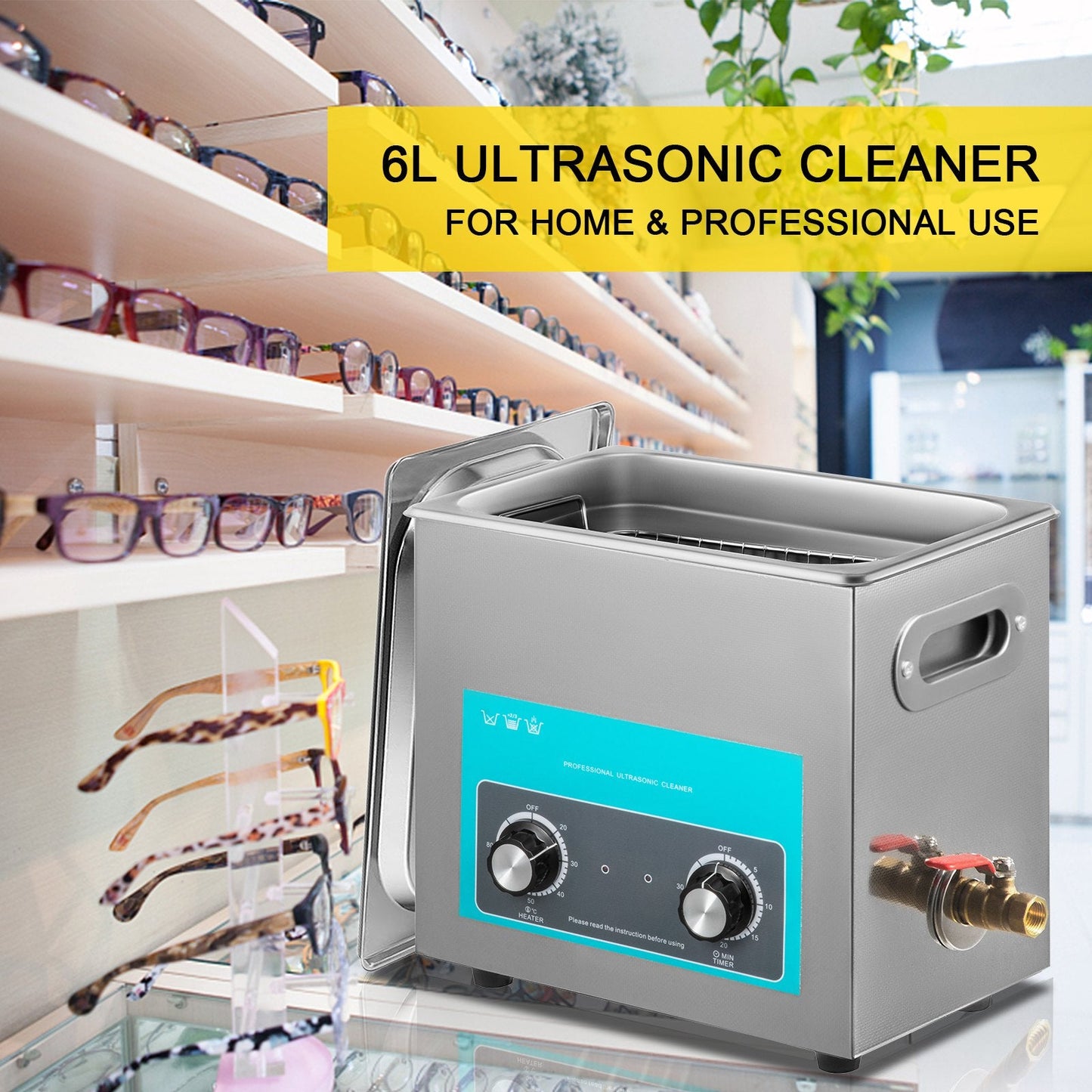 6.5L Ultrasonic Cleaner with Heater & Timer for Jewelry & Instrument Care
