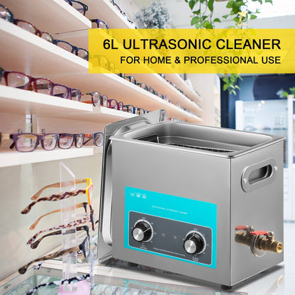 6.5L Ultrasonic Cleaner with Heater & Timer for Jewelry & Instrument Care