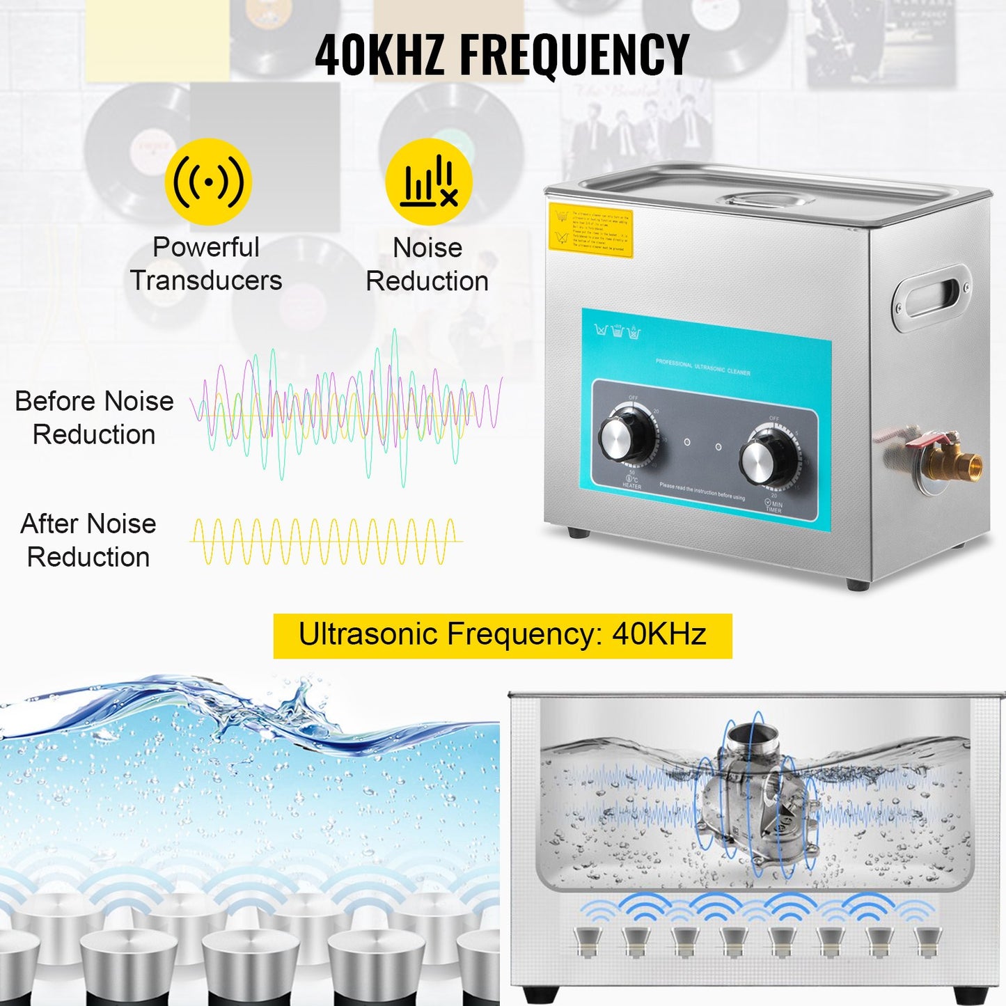 VEVOR 6.5L Ultrasonic Cleaner Jewelry Cleaner with Heater Timer for Jewelry Cleaning