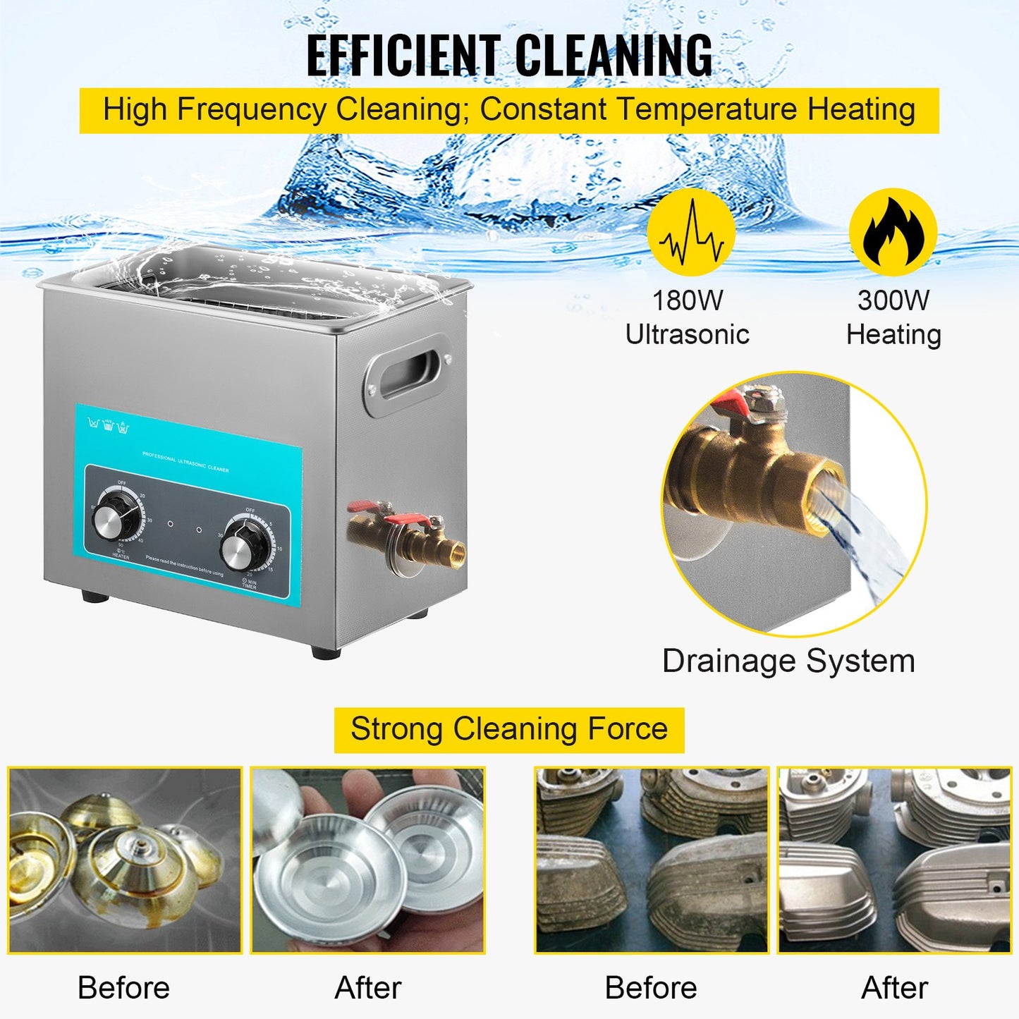 VEVOR 6.5L Ultrasonic Cleaner Jewelry Cleaner with Heater Timer for Jewelry Cleaning