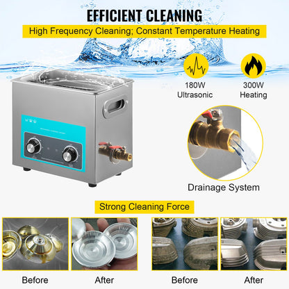 VEVOR 6.5L Ultrasonic Cleaner Jewelry Cleaner with Heater Timer for Jewelry Cleaning
