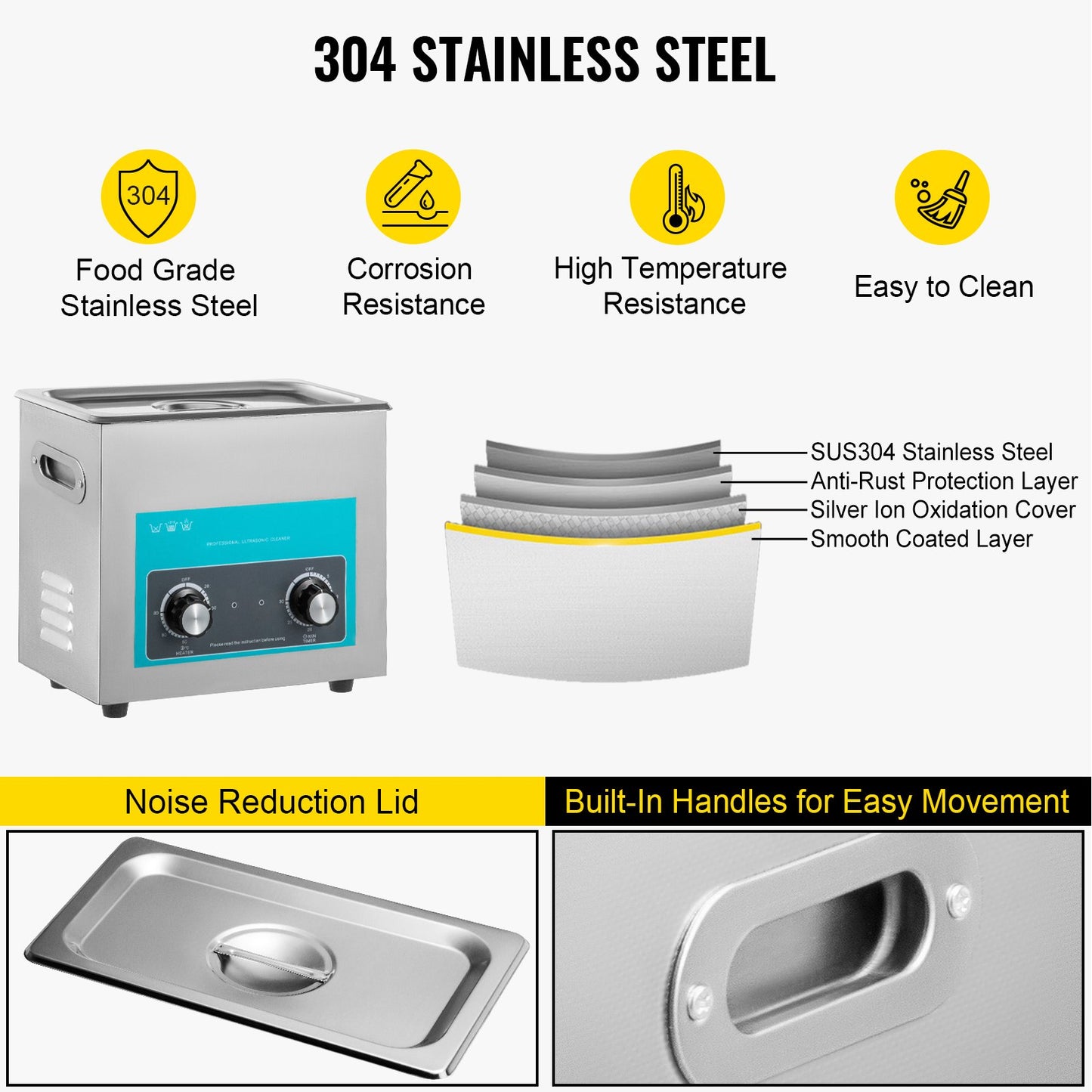 VEVOR 6.5L Ultrasonic Cleaner Jewelry Cleaner with Heater Timer for Jewelry Cleaning