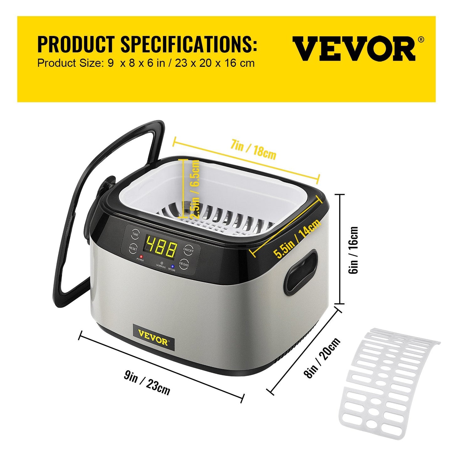 1.2L Ultrasonic Jewelry Cleaner, 40kHz, 70W, Touch Control, Multi-use