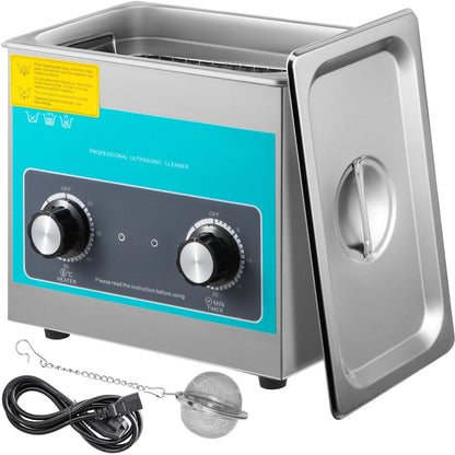 3L Ultrasonic Cleaner with Heater & Timer, 40kHz, Stainless Steel, 120W