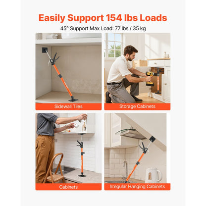 Cabinet Jack Support Pole, 2-Pack, 54-155 cm Steel Telescopic Quick Support Rod, Adjustable 3rd Hand System up to 70 kg 