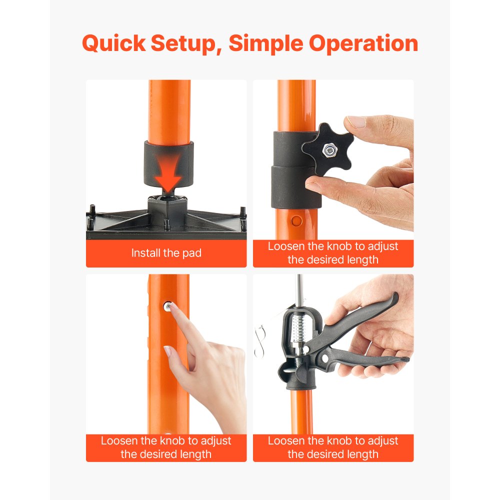 Cabinet Jack Support Pole, 2-Pack, 54-155 cm Steel Telescopic Quick Support Rod, Adjustable 3rd Hand System up to 70 kg 