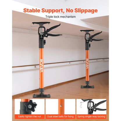 Cabinet Jack Support Pole, 2-Pack, 54-155 cm Steel Telescopic Quick Support Rod, Adjustable 3rd Hand System up to 70 kg 