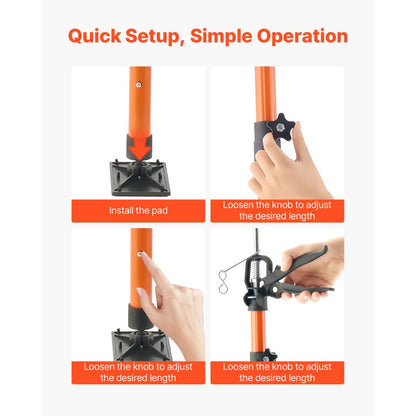 Cabinet Jack Support Pole, 2-Pack, 116-290 cm Steel Telescopic Quick Support Rod, Adjustable 3rd Hand System up to 70 kg