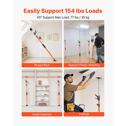 Cabinet Jack Support Pole, 4-Pack, 116-290 cm Steel Telescopic Quick Support Rod, Adjustable 3rd Hand System up to 70 kg