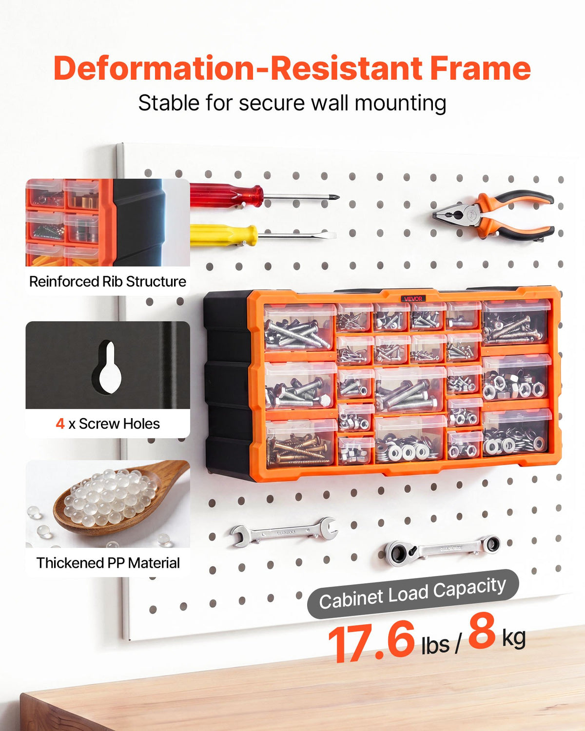 22-Drawer Storage Organizer, Plastic, Drawer Storage Cabinet for Garage Organization, Stackable Small Parts Organizer, Wall-Mounted Toolbox, for Hardware, Beads, Screws, Crafts, Building Bricks