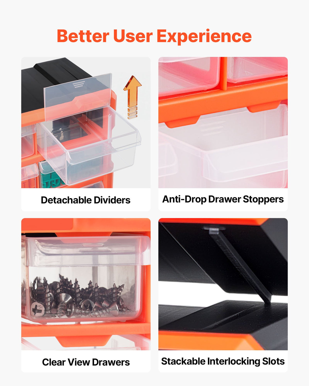22-Drawer Storage Organizer, Plastic, Drawer Storage Cabinet for Garage Organization, Stackable Small Parts Organizer, Wall-Mounted Toolbox, for Hardware, Beads, Screws, Crafts, Building Bricks