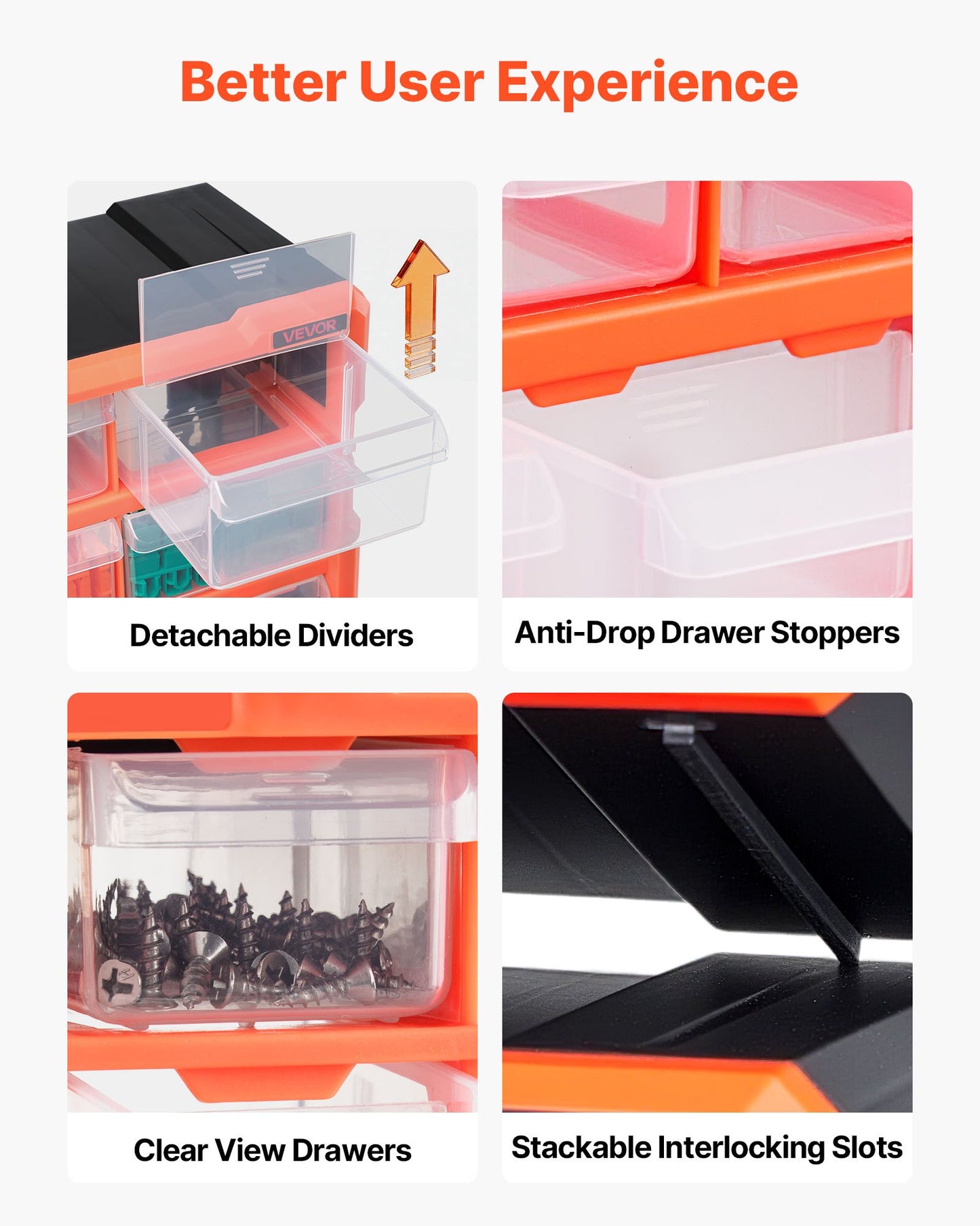 39-Drawer Storage Organizer, Plastic, Drawer Storage Cabinet for Garage Organization, Stackable Small Parts Organizer, Wall-Mounted Toolbox, for Hardware, Beads, Screws, Crafts, Building Bricks