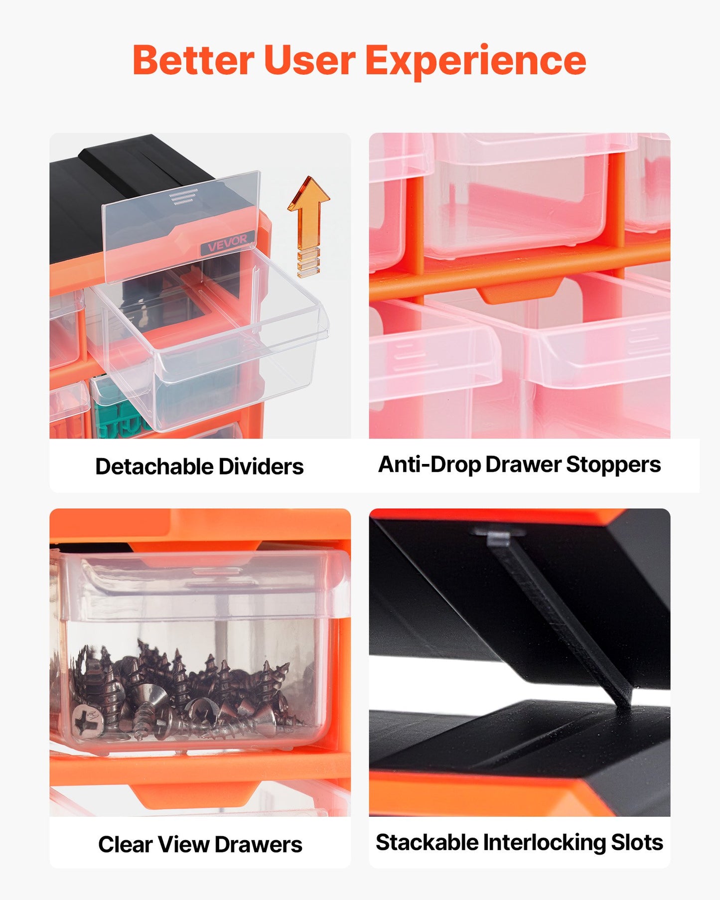 60-Drawer Storage Organizer, Plastic, Drawer Storage Cabinet for Garage Organization, Stackable Small Parts Organizer, Wall-Mounted Toolbox, for Hardware, Beads, Screws, Crafts, Building Bricks