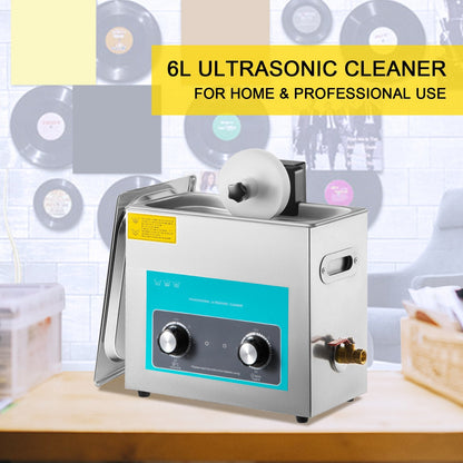 6L Ultrasonic Vinyl Record Cleaner, 40kHz, Stainless Steel, Heats & Times