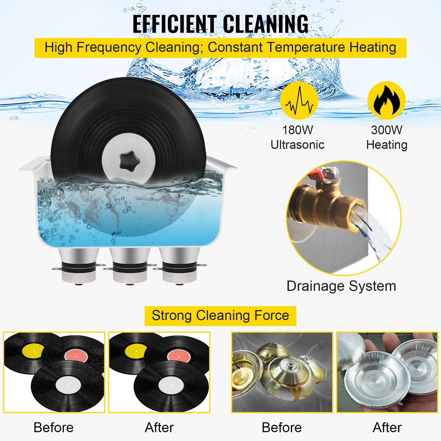 VEVOR Ultrasonic Vinyl Record Cleaner 6L 40kHz Vinyl Ultrasonic Cleaning Machine