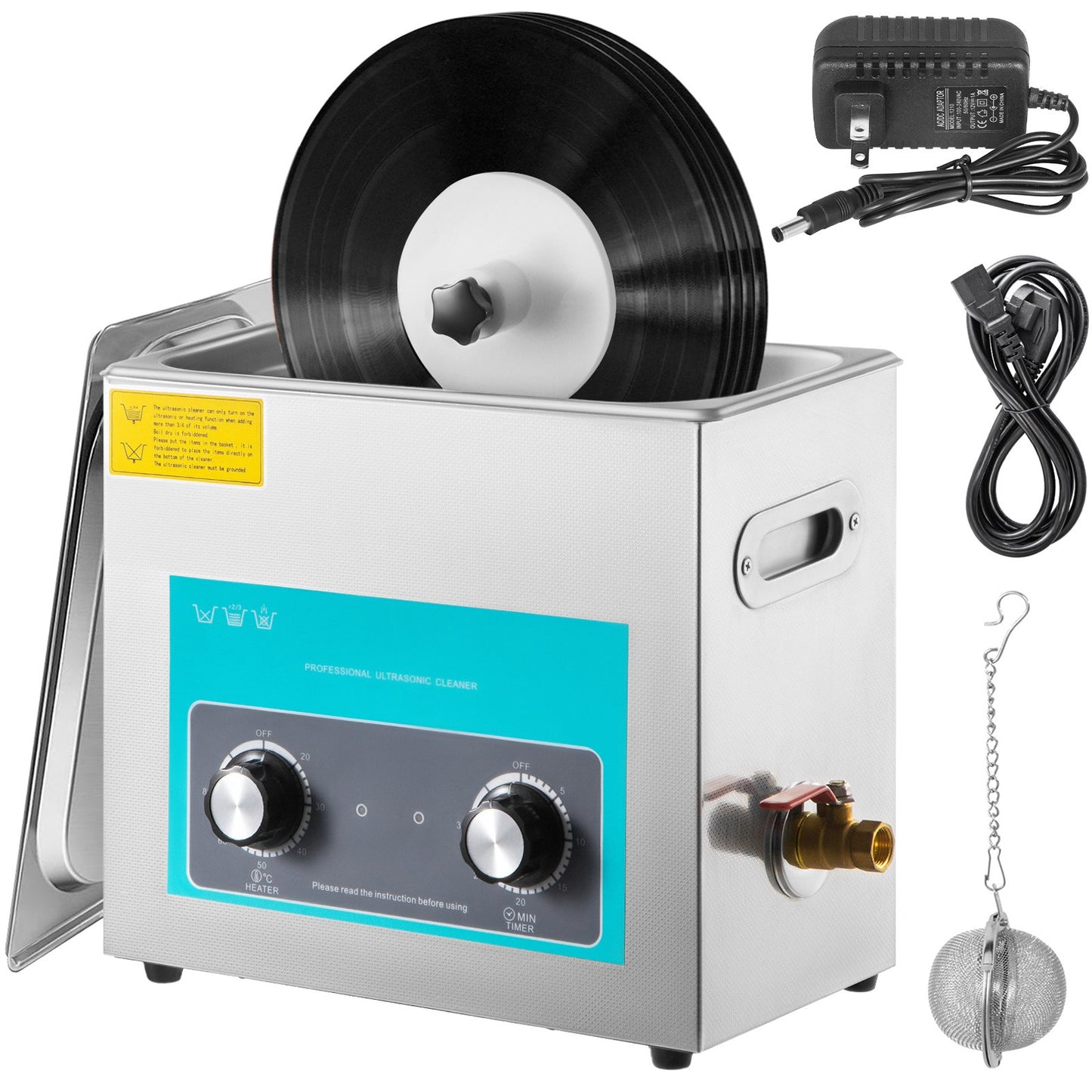VEVOR Ultrasonic Vinyl Record Cleaner 6L 40kHz Vinyl Ultrasonic Cleaning Machine