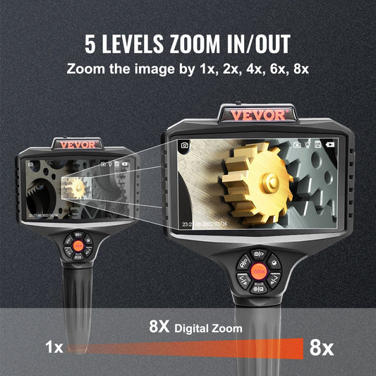 Triple Lens Borescope Camera with 5" Screen, 5m Cable, 1080P HD, 10 LEDs