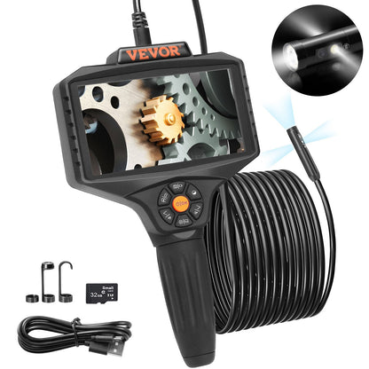 Triple Lens Borescope Camera with 5" Screen, 5m Cable, 1080P HD, 10 LEDs