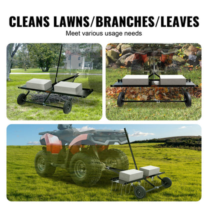 VEVOR Tow Behind Dethatcher, 1.2m Tow Dethatcher with 24 Spring Steel Tines, Lawn