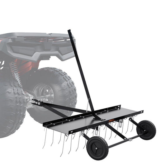 VEVOR Tow Behind Dethatcher, 1.2m Tow Dethatcher with 24 Spring Steel Tines, Lawn