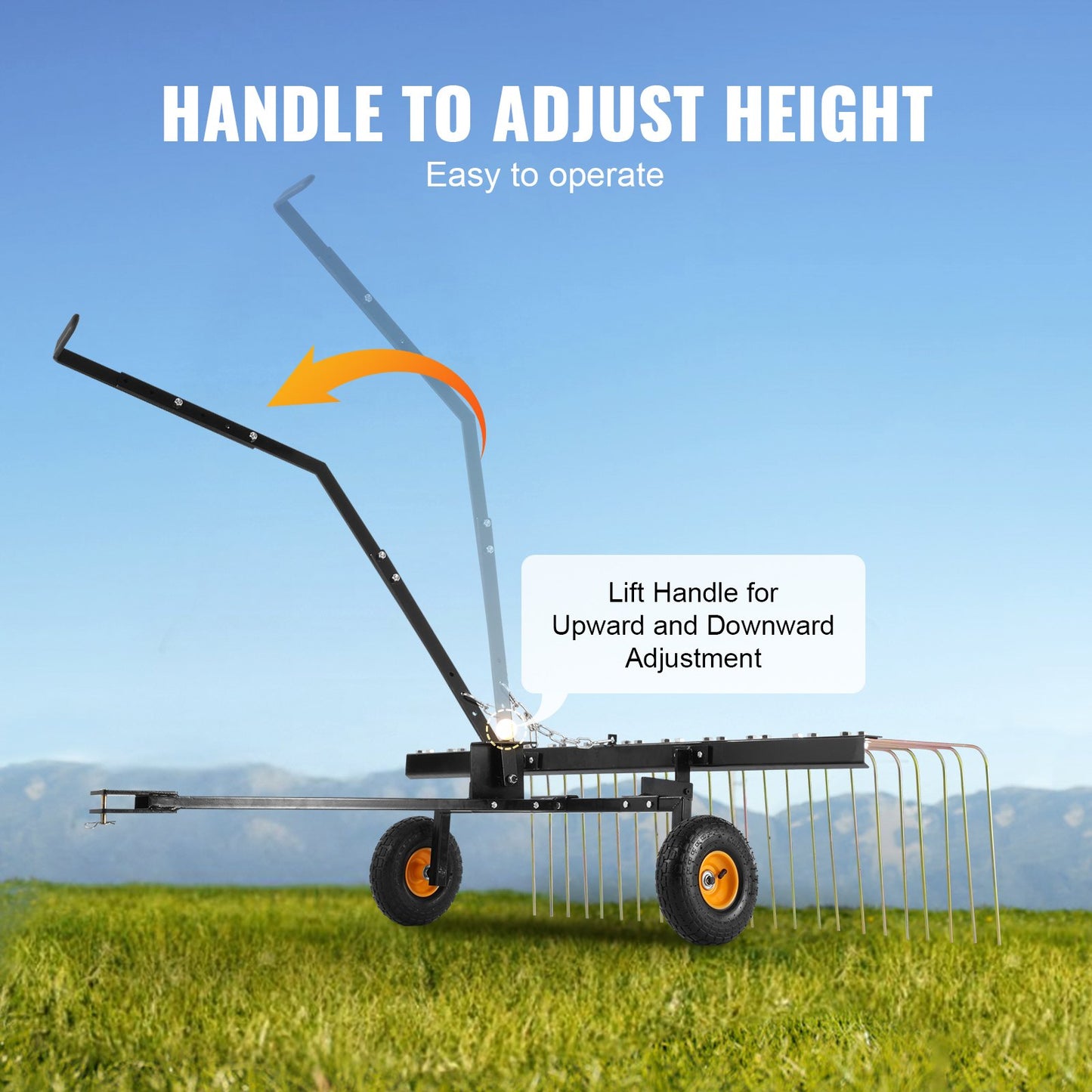 VEVOR Tow Behind Dethatcher, 1.5m Tow Dethatcher with 24 Steel Tines, Lawn Dethatcher