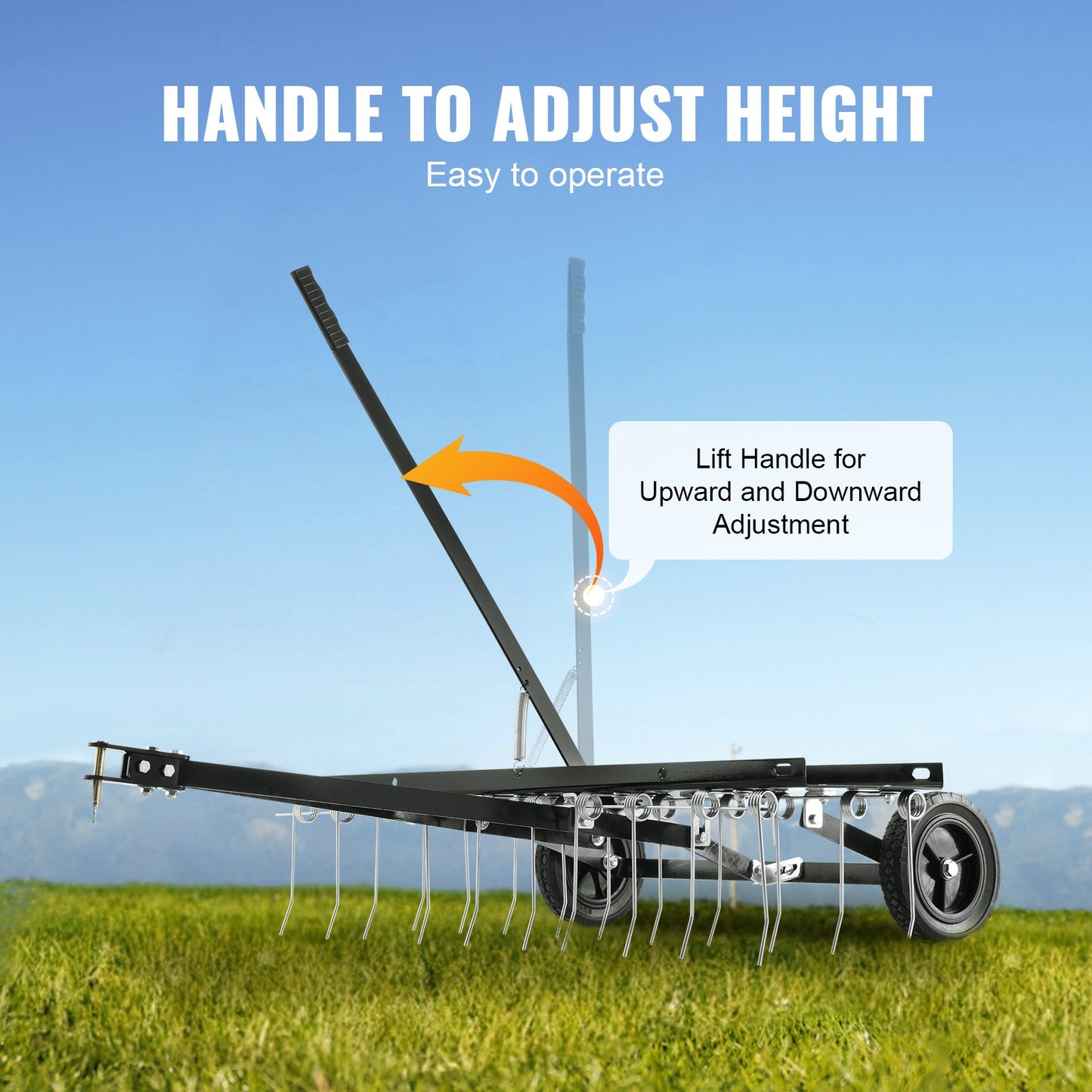 VEVOR Tow Behind Dethatcher, 1m Tow Dethatcher with 20 Spring Steel Tines, Lawn