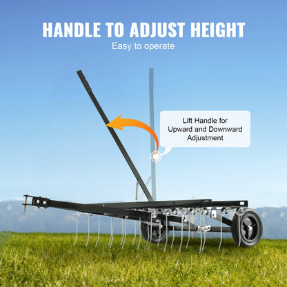 VEVOR Tow Behind Dethatcher, 1m Tow Dethatcher with 20 Spring Steel Tines, Lawn