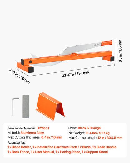 304.8mm Vinyl Floor Cutter, 10mm Thick Laminate Flooring Cutter with Cutting Angle Guide, Rubber Handle, Honing Stone, D2 Steel Blade for Cutting Laminate, Vinyl, Home Renovation