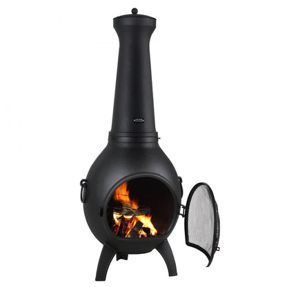 VEVOR 457mm Chiminea Outdoor Wood Burning Firepit with Grill Mesh & Chimney Coat